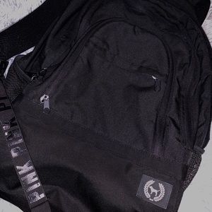 PINK black school backpack !! <3